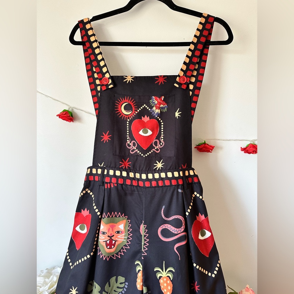 Cajuni Boho Leopard Devil's Eye Snake Bird Wide leg Jumpsuit Witchy SHEIN L - Picture 10 of 16